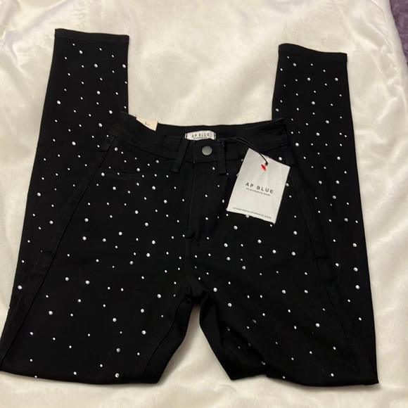 NWT AP Blue by Aphrodite Ava Junior Skinny Black Denim Jeans Starry Night Sz 3 - Picture 3 of 7